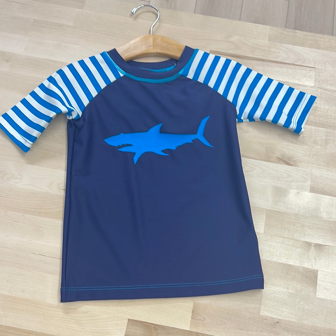 Hatley Stripes Shark Short Sleeve Rashguard on