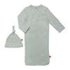 Organic Cotton Pointelle Magnetic Gown + Hat Set/NB-3mo