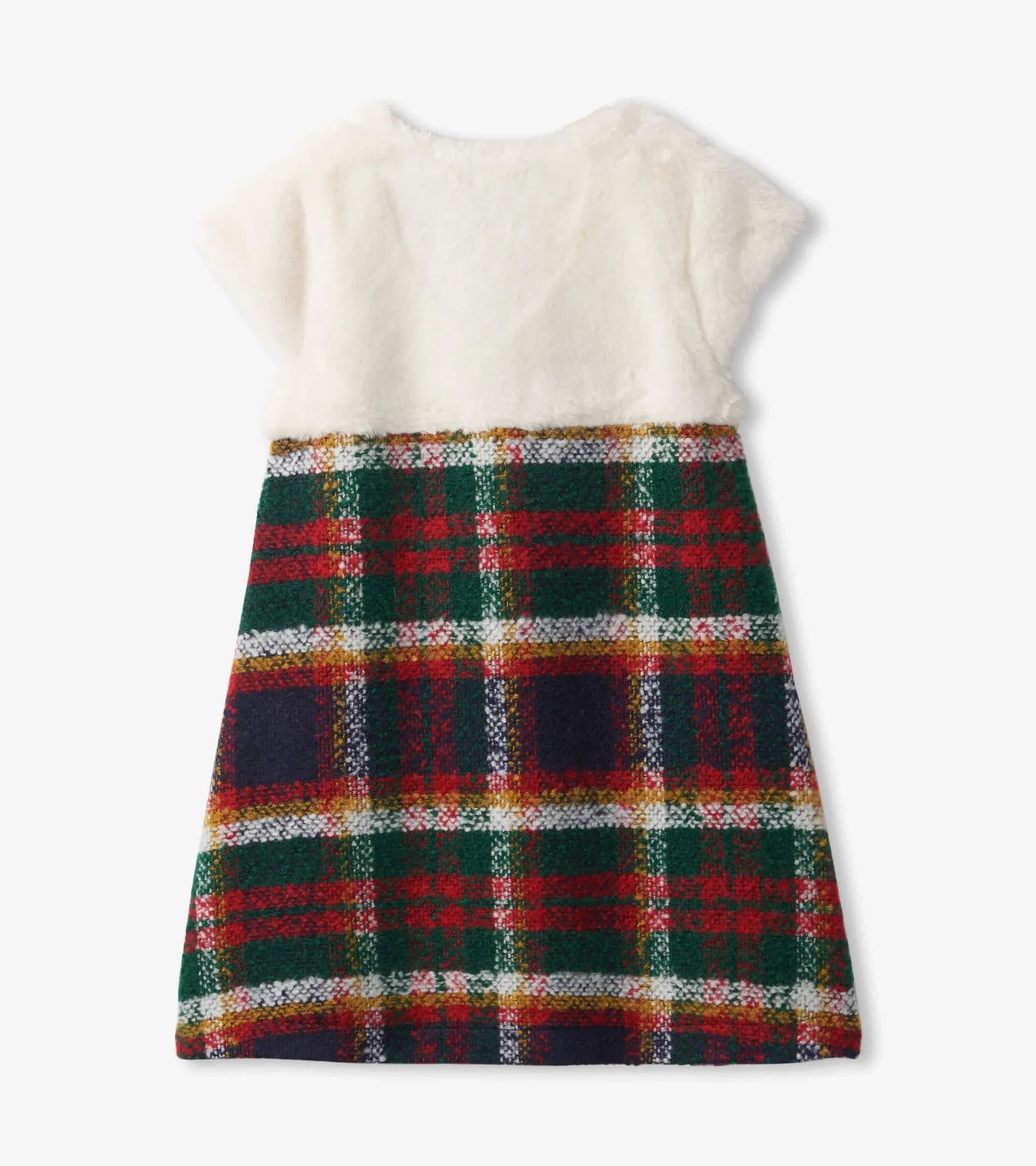 Celebration Plaid Faux Fur Dress