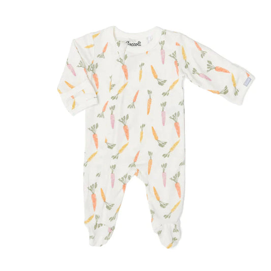 Modal Zipper Footie- Carrots on Cream