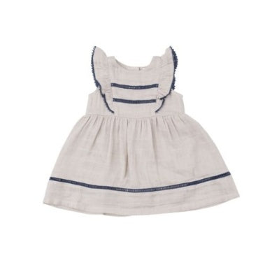 Angel Dear Oatmeal Muslin Ruffle Dress