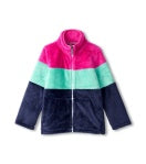 Colorblock Stripes Fuzzy Fleece Zip Up