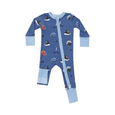 2-Way Zipper Romper- Hockey