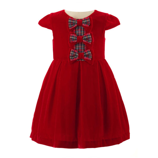 Rachel Riley Tartan Bow Red Velvet Dress 18mo