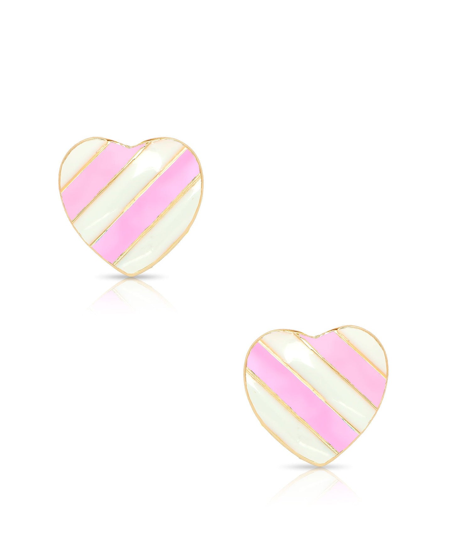 Lily Nily Striped Heart Stud Earrings